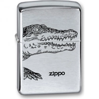 Зажигалка ZIPPO Alligator, с покрытием Brushed Chrome, латунь/сталь, серебристая, матовая, 36x12x56 купить в Белгороде