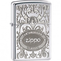 Зажигалка ZIPPO American Classic, латунь с покрытием High Polish Chrome, серебристый, 36х12×56 мм купить в Белгороде