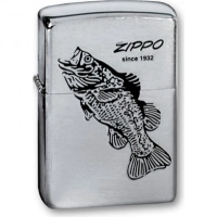 Зажигалка ZIPPO Black Bass Brushed Chrome, латунь с никеле-хром. покрыт., серебр., матов., 36х56х12мм купить в Белгороде