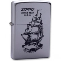 Зажигалка ZIPPO Boat-Zippo Satin Chrome, латунь с ник.-хром. покрыт., сереб., матовая, 36х56х12мм купить в Белгороде