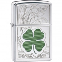 Зажигалка ZIPPO Classic «Клевер» с покрытием High Polish Chrome купить в Белгороде