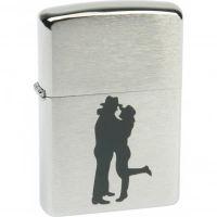 Зажигалка ZIPPO Cowboy Couple Brushed Chrome, латунь, ник.-хром. покр., серебр., матов., 36х56х12 мм купить в Белгороде