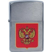 Зажигалка ZIPPO Герб России, латунь с  покрытием Brushed Chrome, серебристый, матовая, 36х12×56 мм купить в Белгороде