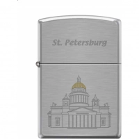 Зажигалка ZIPPO Исакиевский собор, с покрытием Brushed Chrome купить в Белгороде