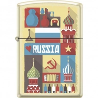 Зажигалка ZIPPO Открытка из России, латунь/сталь с покрытием Cream Matte, кремовая, 36x12x56 мм купить в Белгороде